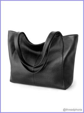 Soft Genuine Leather Tote Bag for Women Work Zipper Slouchy Bag